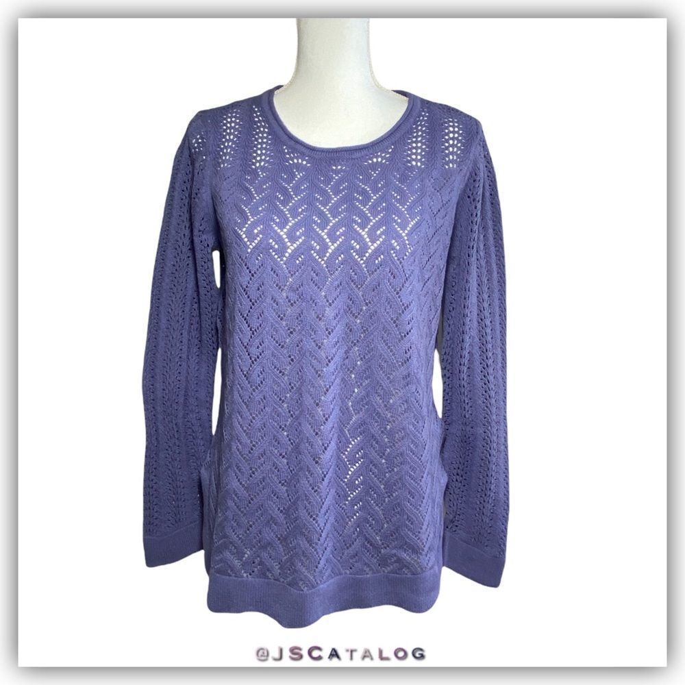 Pointelle Lightweight Knit Linen Pullover Sweater